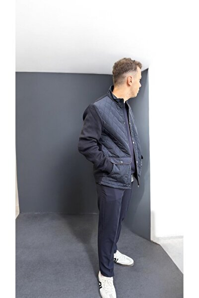 imoop design Erkek Triko Kombinli Garni Dokuma Kapitoneli Mont