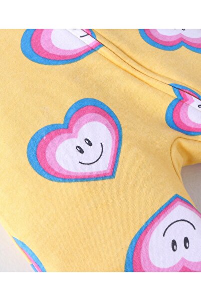 Babyhug Babyhug Cotton Knit Full Sleeves Sleep Suit With Hearts Print - Mustard