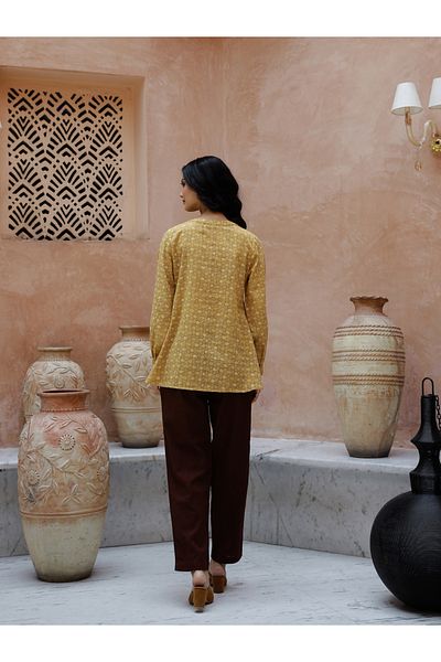 Sanskrutihomes By Styli All-Over Print V-Neck Top with Straight Fit Trousers Co-Ords