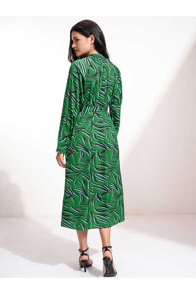 Tokyo Talkies By Styli All-Over Print Waist Tie-Up Midi Dress