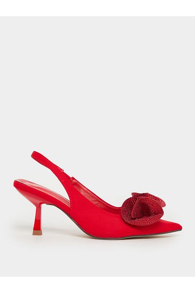 Styli Embellished Pointed Toe Slingback Pumps