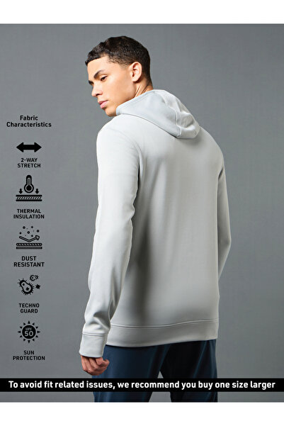 Technosport By Styli Solid Long Sleeve Hoodie with Zip Closure