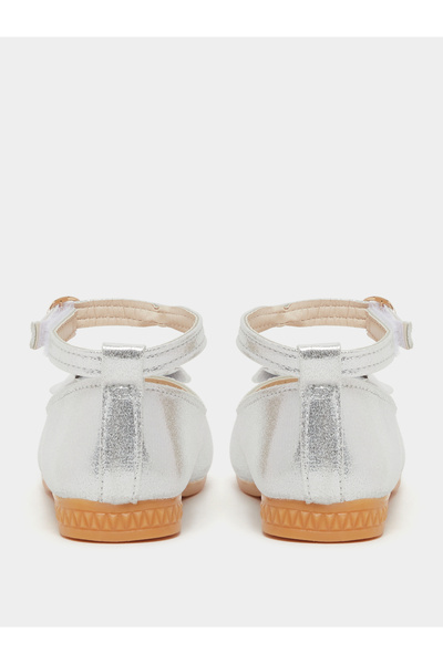 Styli Embellished Accent Ankle Strap Ballerina Shoes with Buckle Closure