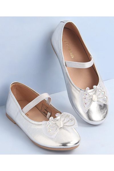 Pine kids Pine Kids Bow & Stone Detailing Ballerinas with Elastic Strap - Silver