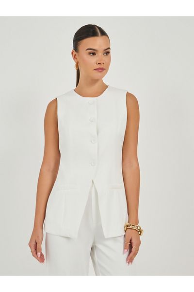 Styli Round Neck Buttoned Placket Longline Top