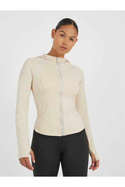 Styli سترة بغطاء رأس وسحّاب مع تفاصيل درزات محيطية