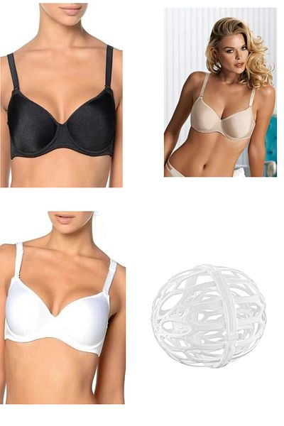 Orkide Women's Black 3-Piece Soft Cup Gathering Unassisted Bra Mixed Color Wash Ball