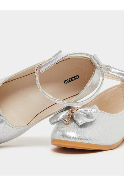 Styli Embellished Accent Ankle Strap Ballerina Shoes with Buckle Closure