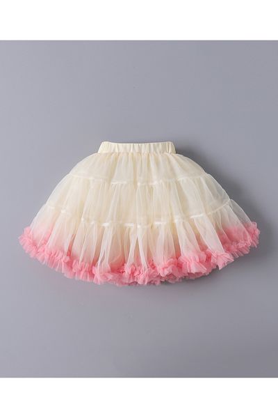 Mark & Mia Mark & Mia Elasticated Waist Frill Skirt - Cream and Pink
