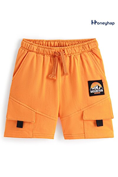 Honeyhap شورت هونيهاب تيري قطني ممتاز بلمسة نهائية بيولوجية وطبعة جبال - برتقالي
