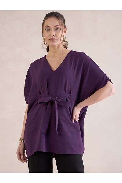 Femmella By Styli كيمونو سادة برباط على الرقبة على شكل حرف V