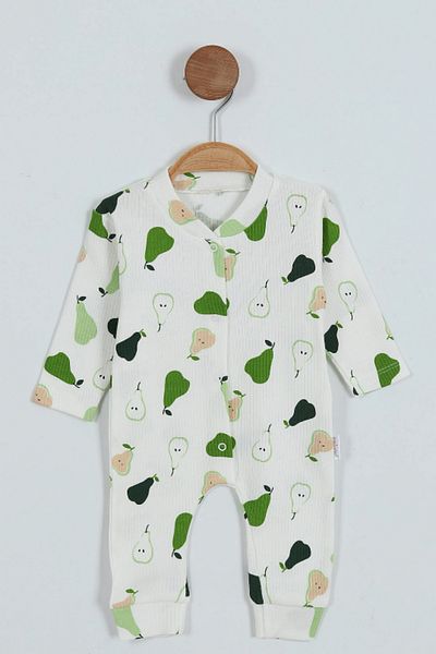 BEREKET BABY 100% Cotton Twill, Baby Pear Printed Booties Jumpsuit (0-9 Months)