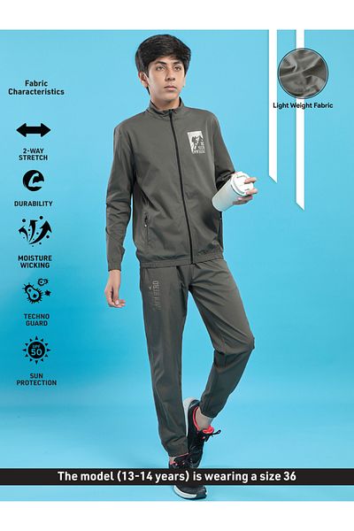 Technosport By Styli Graphic Print High Neck Jacket with Zipper Detail