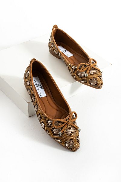Neva'nın Butiği Leoda Pointed Toe Bow Detailed Women's Ballerinas