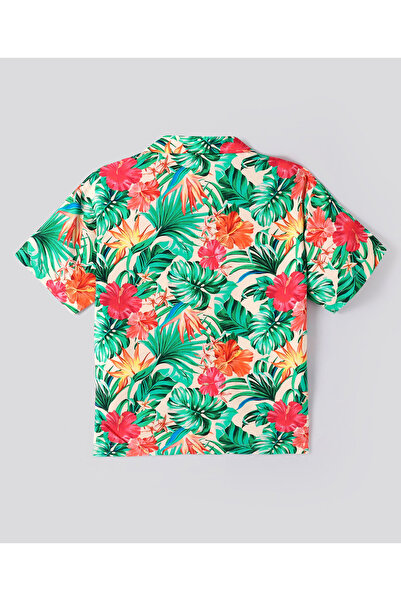 Primo Gino Primo Gino Oversized Tropical Printed Shirt and Short Set - Green