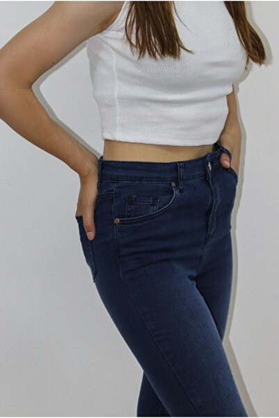 just take Blugi cu picioare înguste din Lycra albastru închis – Blugi slim fit flexibili și eleganti