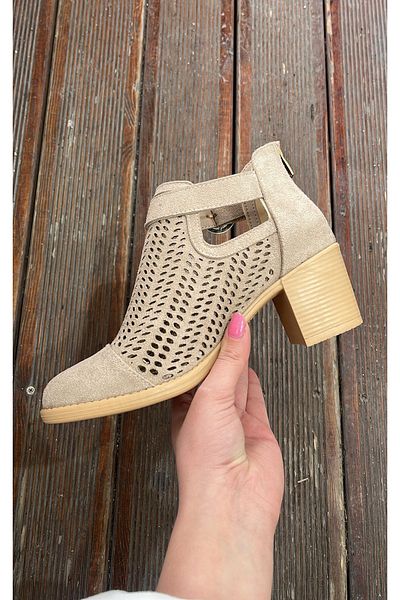 Afilli Women's Skin Hollowed Out See-Through Short Thick Heeled Zippered Stylish Western Summer Cowboy Boots Shoes