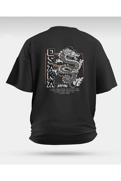khufu Μπλουζάκι OSAKA με εμπριμέ χαλαρή εφαρμογή OVERSIZE UNİSEX