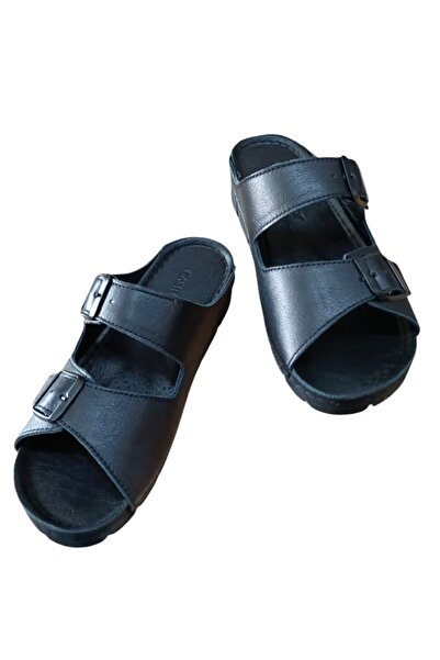 Castle Black 20317 Γυναικείες άνετες παντόφλες από γνήσιο δέρμα με δύο πόρπες