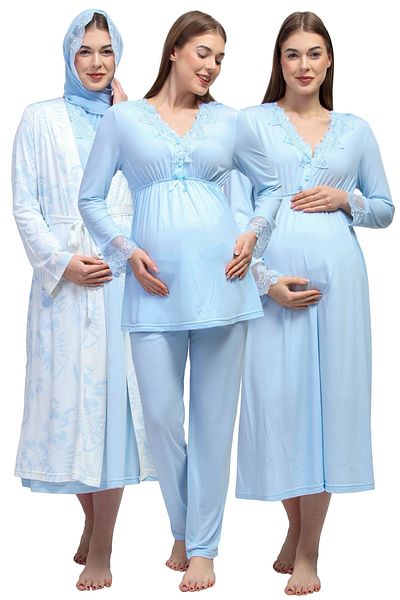 ByLohusa Blue Hijab Effortt Set for Pregnant and Maternity