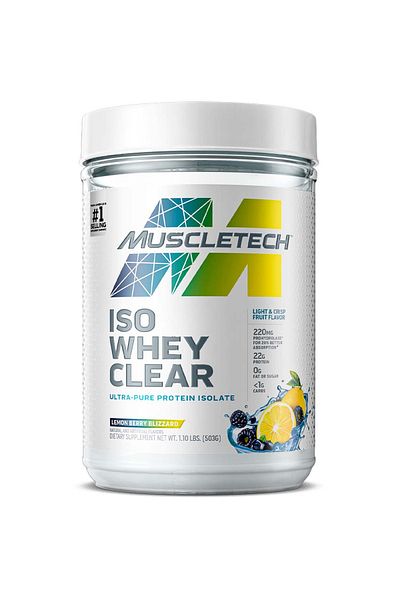MUSCLETECH Iso Whey Clear, Lemon Berry Blizzard, 1LB
