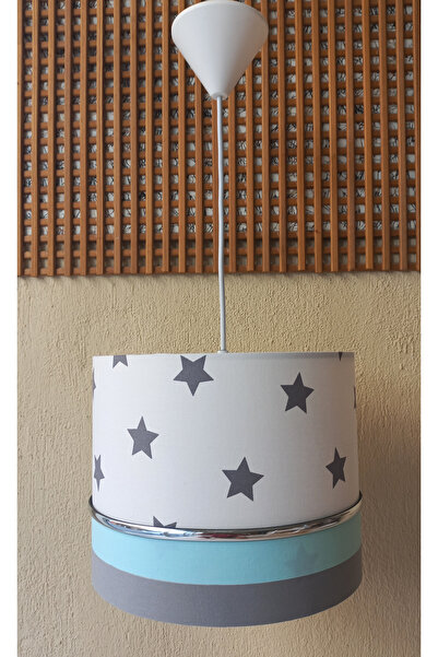 ONAY M - 084 KUMAŞ KAPLAMA YILDIZLI YEŞİL ÇOCUK ODASI VE BEBEK ODASI AYDINLATMA SARKIT