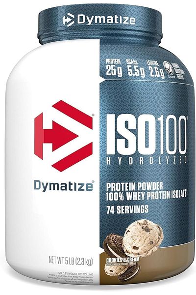 Dymatize ISO 100 Hydrolyzed whey protein isolate, Cookies and Cream, 5 LB
