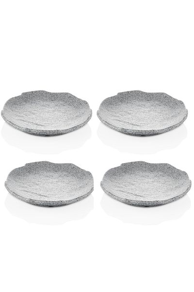Külsan Melamine Dessert Plate Set 4 Pieces Granit Color 20 Cm
