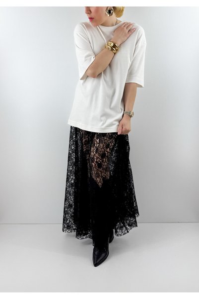 Modaonna Siyah dantel maxi etek