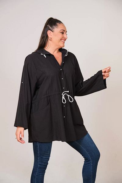 Lady Majestic Cămașă de damă cu glugă mărimi plus