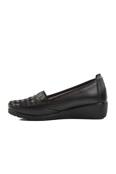 AYAKMOD Pantofi casual de damă din piele naturală neagră