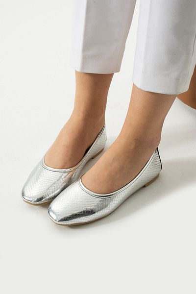 STOCON Hana Trend Silver Ballerina - Γυναικεία, Casual, Παπούτσια γραφείου STC1087