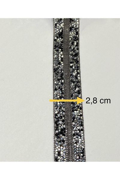karantuhafiye Iron-On Adhesive Chain Model Strip / 1 Meter / H49 Black
