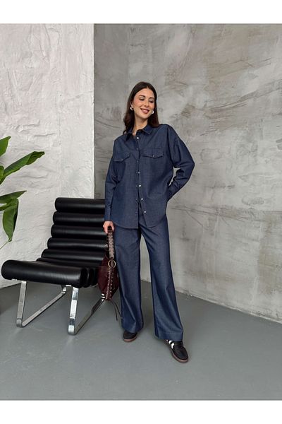 Elif Özbey Butik Dark Navy Thin Denim Suit