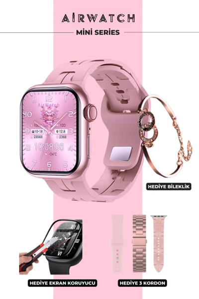 AirWatch Kadın Akıllı Saat Watch 9 Mini Premium X Bilezik Hediyeli İos Android Uyumlu Türkçe/Çağrı/Bildirim