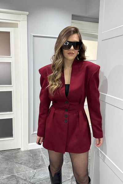 Banu Angay Set de fuste jachete căptușite cu talie Fresno Roșu Claret