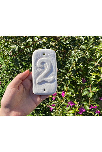 2 Numara Boyamaya Hazır Seramik Kapı Numarası – 6x11 cm | El Yapımı Dekor Ürünü