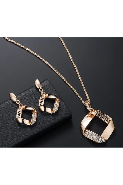 Home Trendlover Design Stone Square Necklace Earring Set