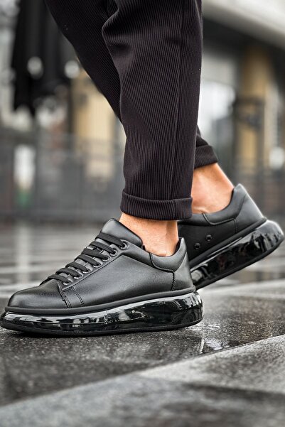 gizlitopuk حذاء رياضي رجالي أسود بارتفاع 6 سم بكعب مخفي GT-CH295CST