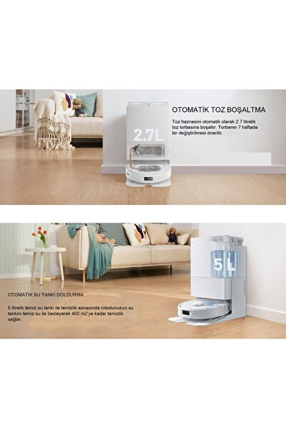 Roborock Mop Yıkama-Kurutma Gelişmiş Uygulama ve Ses Kontrolü Q Revo Çöp İstasyonlu Akıllı Robot Süpürge