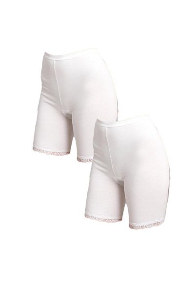 Kom Pantaloni lungi din bumbac modal pentru femei, 2 piese, alb