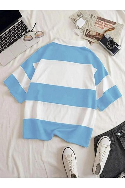 EVIus Tricou unisex cu jumătate de fermoar, cu gât polo supradimensionat