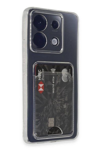 Bilişim Akademi Kartlıklı Kılıf Xiaomi Redmi Note 13 Pro 5G Kart Koymalı Şeff...