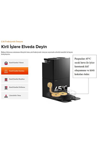 Roborock Mop Yıkama-Kurutma Gelişmiş Uygulama ve Ses Kontrolü Q Revo Çöp İstasyonlu Akıllı Robot Süpürge