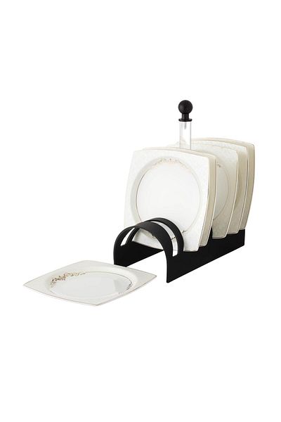 Dania A set of porcelain dishes with a black stand, 6 pieces