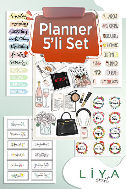 LiyaCraft 5 Sayfa Planner Ajanda Bullet Journal Için Uygun Set Planner Set St...