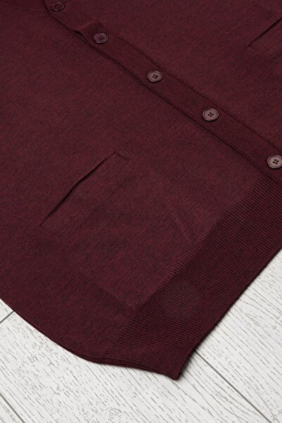 Woolen World Front Pocket V-Neck Oversize (Large Size) Buttoned Wool Knitwear Cardigan