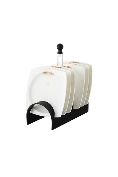 Dania A set of porcelain dishes with a black stand, 6 pieces