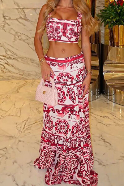 BENİMOLMALI Maxi Etek Takım Crop Etek Takım Büstiyer Etek Takım Maxi Takım Jessica Kumaş Elbise
