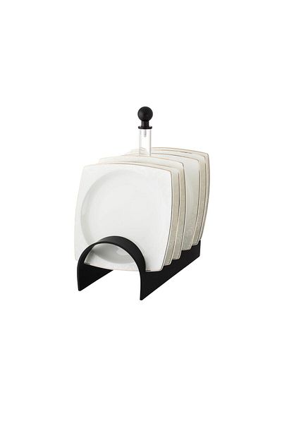 Dania A set of porcelain dishes with a black stand, 6 pieces